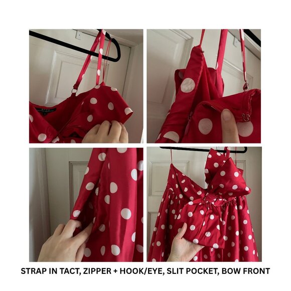 NWOT Atsu Sally Bow Midi Dress | Red Polka Dot | Size L - Picture 7 of 9